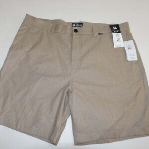 Hurley Men's H20-Dri Shorts Size 38 NWT Beige Flat Front Stretch 8" Inseam
